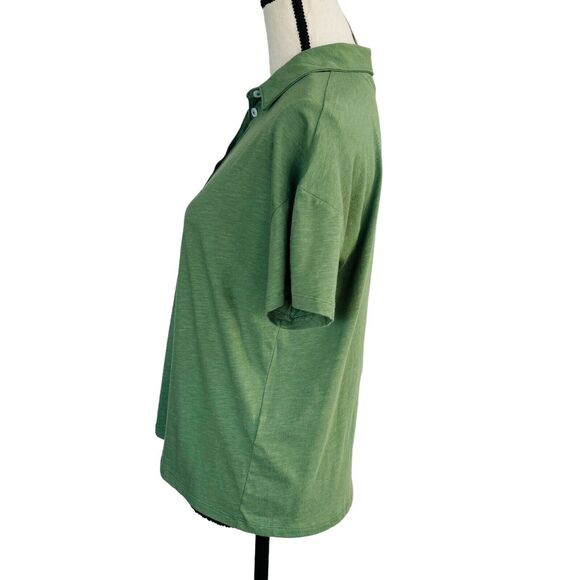 Style & Co Petite Small Polo Top Short Sleeves Button Neck Lightweight Green - Picture 5 of 8